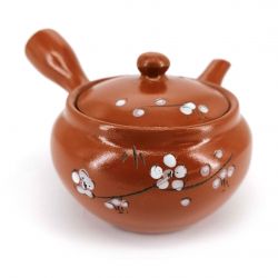 Tetera japonesa de cerámica kyusu con filtro integrado e interior esmaltado, marrón - SHIROI SAKURA