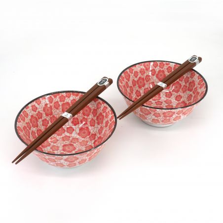 Set of 2 Japanese ceramic bowls - AKA UME