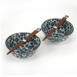 Set of 2 Japanese ceramic bowls - KURO UME