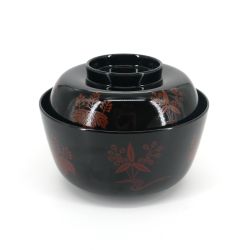 Japanese bowl with lacquered effect lid - AKA NO PATAN