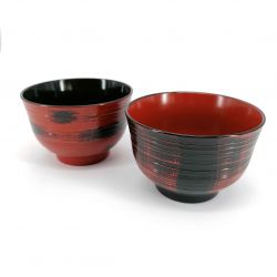 Duo of Japanese miso soup bowls in lacquered effect resin - MANZOKU