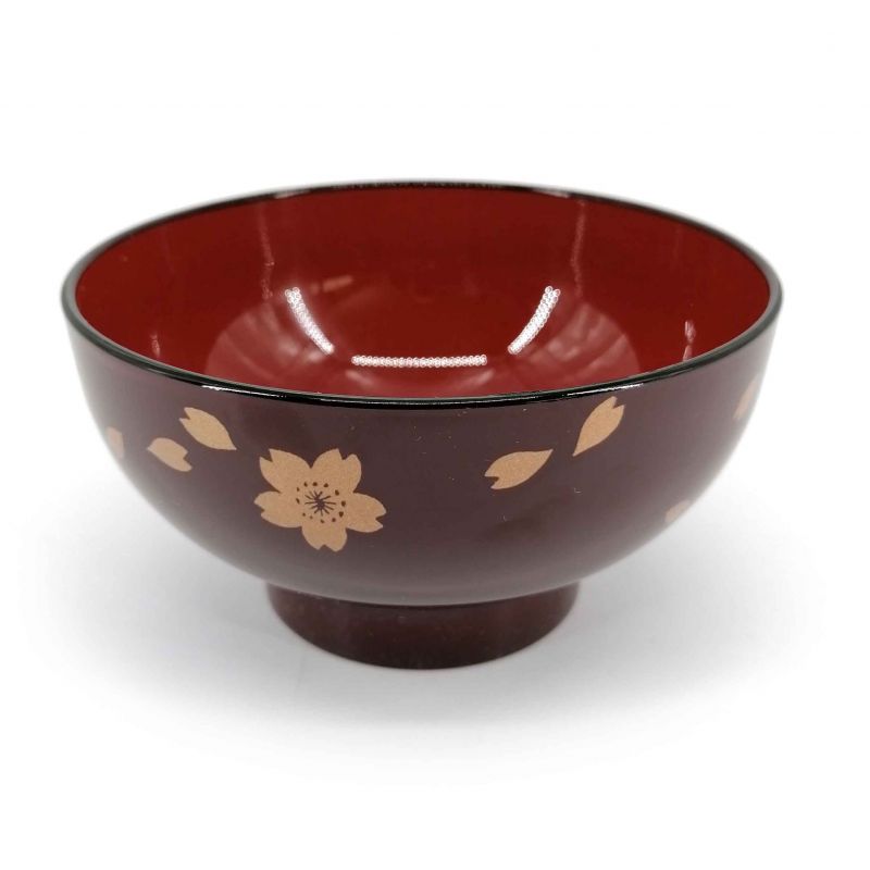 Ciotola giapponese viola con linee avorio in ceramica.