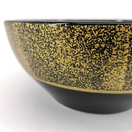 Japanese ceramic donburi bowl, black and gold - EREGANTO