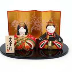 Scena rappresentante la coppia imperiale giapponese in ceramica - HANAMIYABI - 6 cm