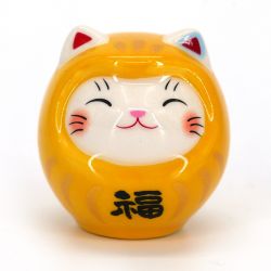 Japanese manekineko cat ornament disguised as daruma - DARUKO - 4 cm