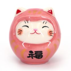 Japanisches Manekineko Katzenornament als Daruma getarnt - DARUKO - 4 cm