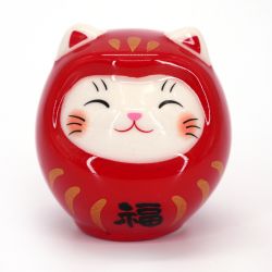 Japanisches Manekineko Katzenornament als Daruma getarnt - DARUKO - 4 cm