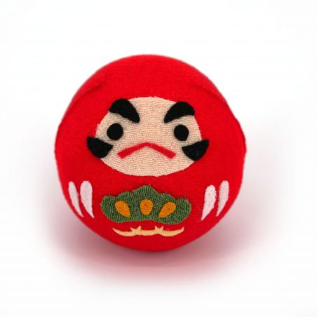 Bambola rossa Okiagari Daruma in tessuto chirimen - OKIAGARI DARUMA - 4 cm