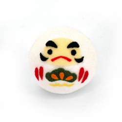 Muñeca okiagari daruma blanca en tejido chirimen - OKIAGARI DARUMA - 4 cm