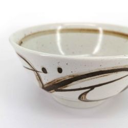 Cuenco donburi japonés de cerámica beige con motivos marrones - SENPU