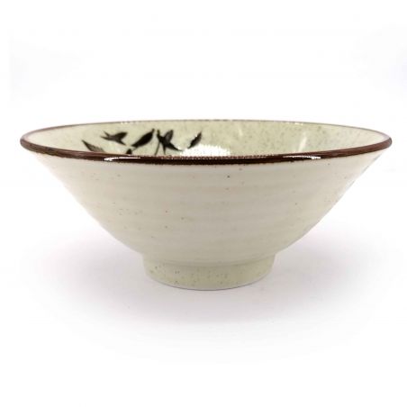 Bol japonais donburi en céramique blanc et marron - KON - 18cm