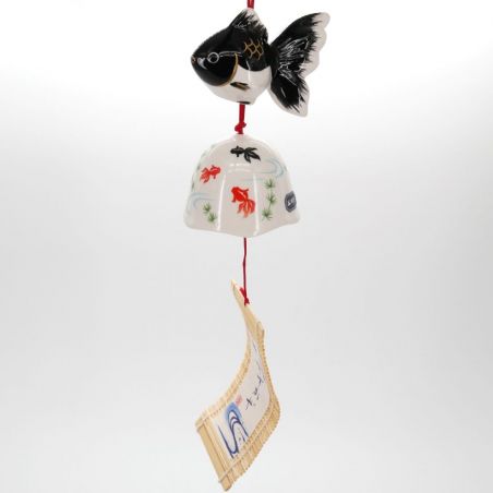 Ceramic wind bell in the shape of a black fish - KINGYO - 4.5cm
