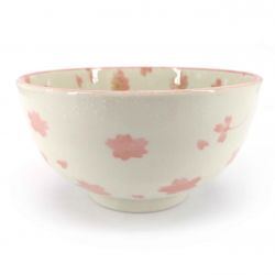 Japanese ceramic donburi bowl, white and pink - SAKURA