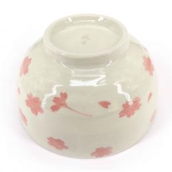Bol japonais donburi en céramique blanc motif fleurs de cerisier rose - SAKURA - 16.5cm