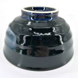 Bol japonais donburi en céramique bleu et noir - KAIYO - 17cm