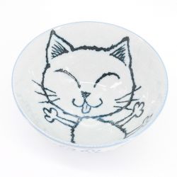 Japanese ceramic rice bowl, MANEKINEKO, cat