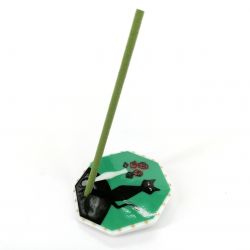 Japanese porcelain incense holder - HANATONEKO - The cat and the rose