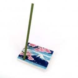 Japanese porcelain incense holder - FUJITOSAKURA - Fuji and Cherry