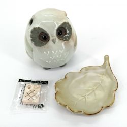 Small Japanese incense holder for stick and cone - FUKURO - Owl