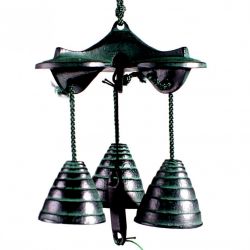 Trio of cast iron bells from Japan, SANJUSO, black