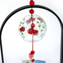 Fûrin wind bell to stand with goldfish motif in glass, KINGYO, 5 cm