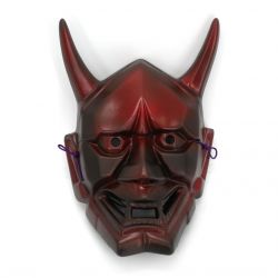 Noh mask representing the red avenging demon, HANNYA, 25 cm