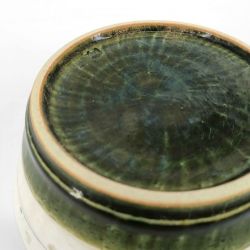 Japanese ceramic rice bowl, beige and green - ORIBE