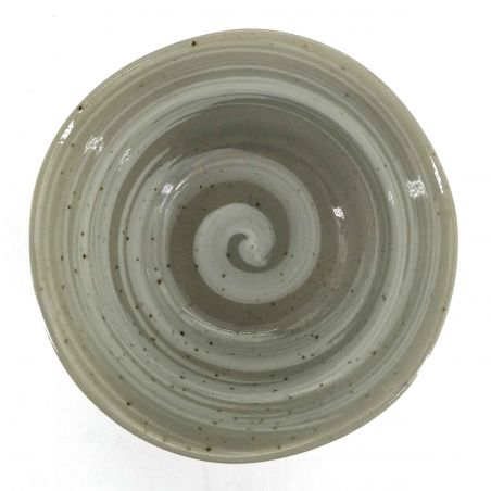Japanese ceramic rice bowl, gray Buddhist illustrations - BUKKYOTO