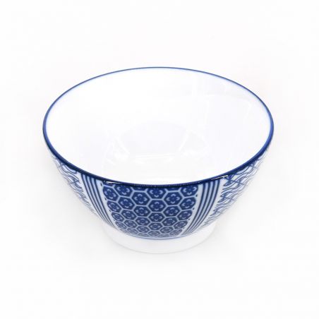 Japanese bowl in white and blue ceramic - KURIKAESHI