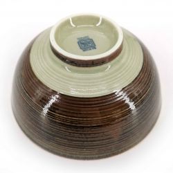 Japanische Reisschale aus Keramik, braun und beige - GYO