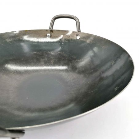 Piccola cucina wok in acciaio, 27cm, YAMANAKA