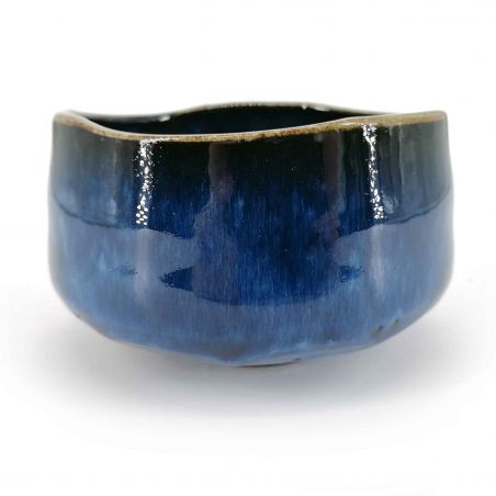 Japanese ceramic tea bowl, dark blue - AIIRO