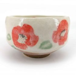 White ceramic flower bowl for tea ceremony - TSUBAKI