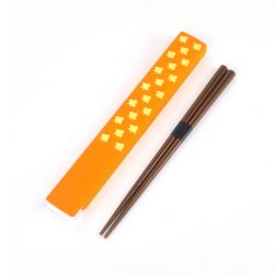 Japanese oval bento lunch box, YAMABUKI NAMICHIDORI, yellow + chopsticks