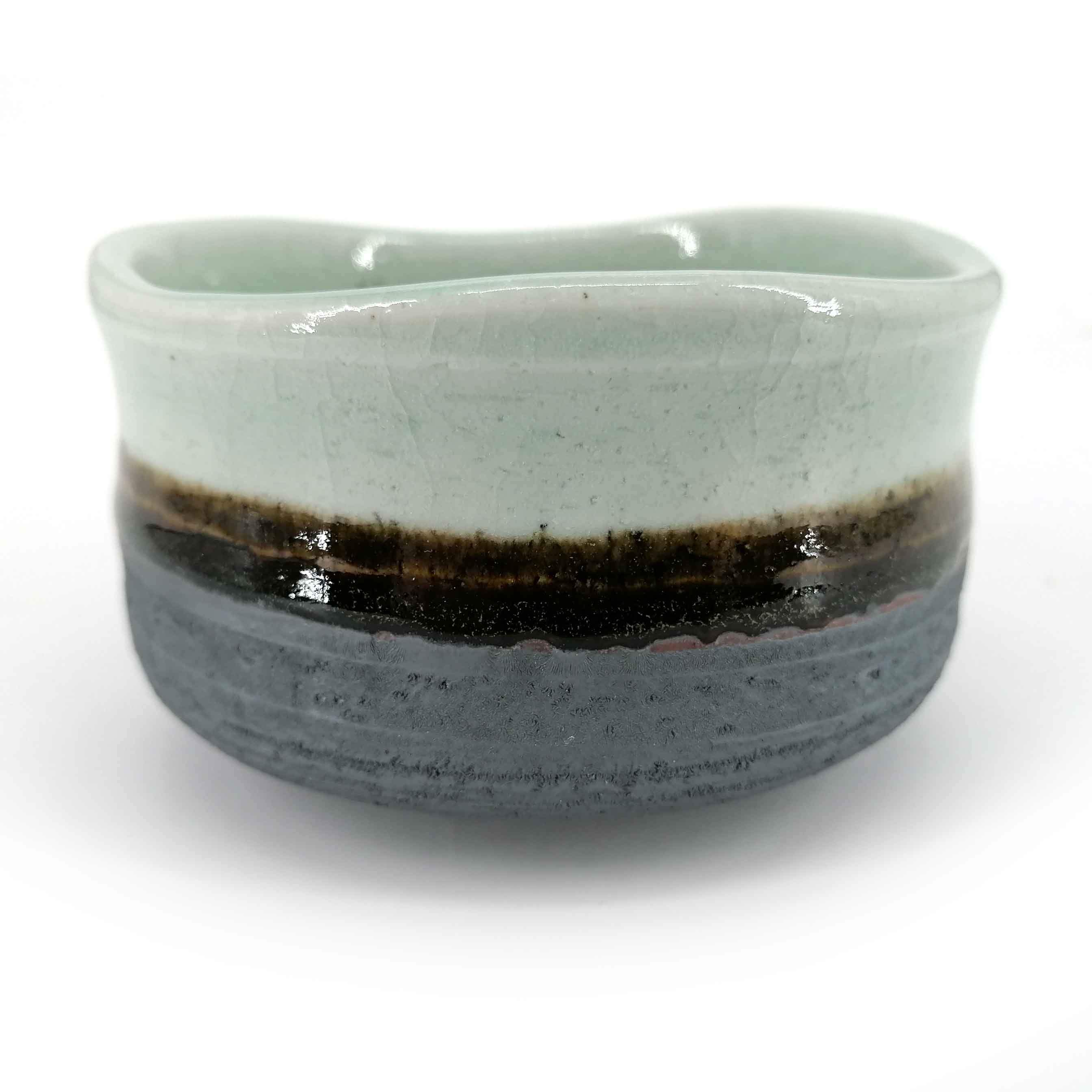Cuenco de cerámica para ceremonia del té, negro, pintura infundida