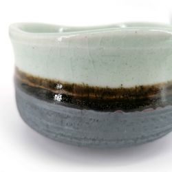 Bowl for Japanese tea ceremony in ceramic, blue, brown and gray - BURURAIN