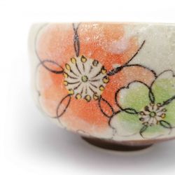 Beige and brown ceramic bowl for tea ceremony - HANA