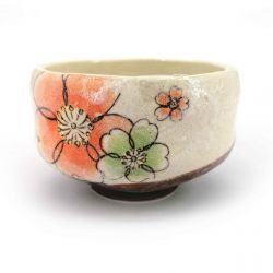 Beige and brown ceramic bowl for tea ceremony - HANA
