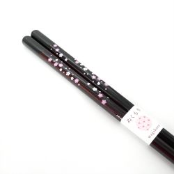 Pair of Japanese chopsticks, black sakura - TANAKA HASHITEN