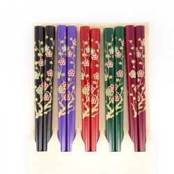 Set de 5 paires de baguettes japonaises, feuilles et petites fleurs - TANAKA HASHITEN