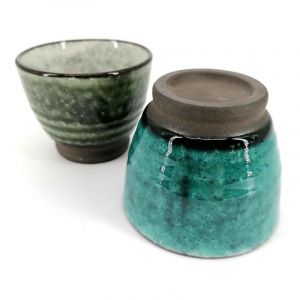 Duo de tasses à thé en céramique, gris bleu et vert - NACHURARU