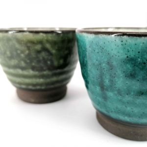 Duo de tasses à thé en céramique, gris bleu et vert - NACHURARU