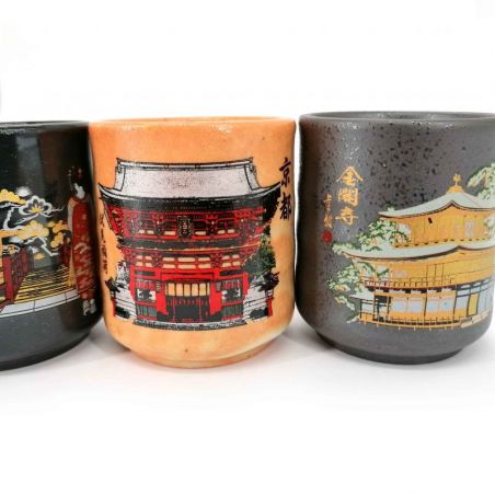 Set mit 5 japanischen Keramik-Teetassen, traditionelle Muster - DENTO