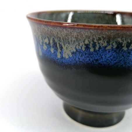 Tasse à thé en céramique, noir nuances bleues et vertes - NYUANSU