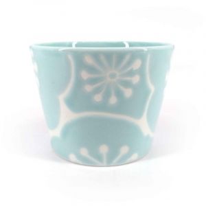 Japanese ceramic tea cup, blue and white - UME