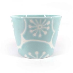 Tazza da tè in ceramica giapponese, blu e bianca - UME