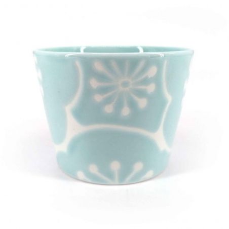 Japanische Keramik-Teetasse, blau und weiß - UME