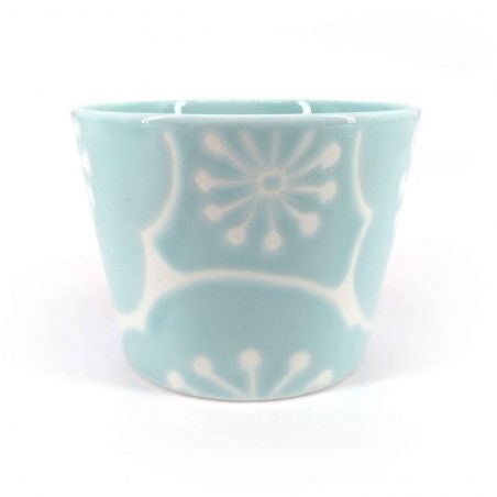 Tasse à thé japonaise en céramique, bleu et blanc - UME