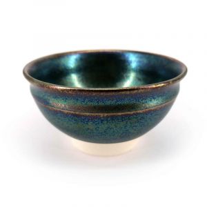 Tazza da tè in ceramica giapponese, tonalità petrolio in smalto metallizzato - METARIKKU