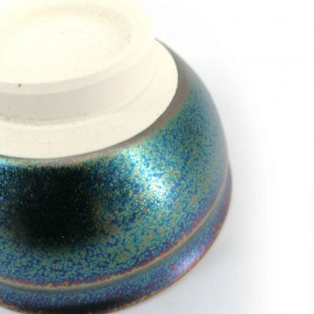 Taza de té de cerámica japonesa, tonos de petróleo esmaltados metalizados - METARIKKU